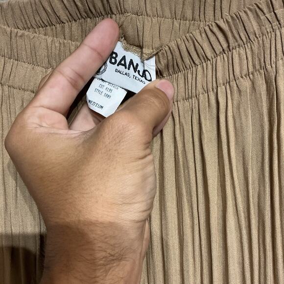 Banjo Tan Vintage Pleated Maxi Skirt Sz M - Picture 5 of 12